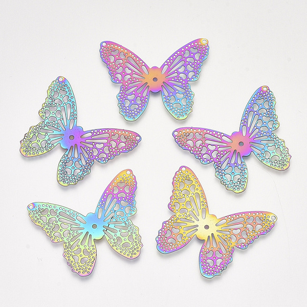 PandaHall Ion Plating(IP) 201 Stainless Steel Filigree Pendants, Etched Metal Embellishments, Butterfly, Rainbow Color, 32x39.5x0.2mm, Hole...
PandaHall Ion Plating(IP) 201 Stainless Steel Filigree Pendants, Etched Metal Embellishments, Butterfly, Rainbow Color, 32x39.5x0.2mm, Hole...