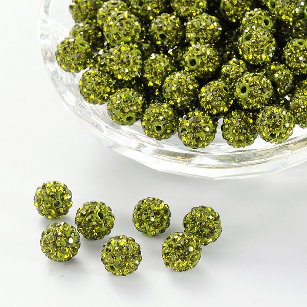 PandaHall Pave Disco Ball Beads, Polymer Clay Rhinestone Beads, Grade A, Round, Olivine, PP12(1.8~1.9mm), 8mm, Hole: 1mm Polymer Clay+Glass..., Green
PandaHall Pave Disco Ball Beads, Polymer Clay Rhinestone Beads, Grade A, Round, Olivine, PP12(1.8~1.9mm), 8mm, Hole: 1mm Polymer Clay+Glass..., Green