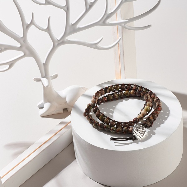 PandaHall Natural Rainforest Agate Round Beads 2 Raw Wrap Bracelet, Tree of Life Charm Leather Wrap Bracelet for Girl Women, 16-1/2 inch...
PandaHall Natural Rainforest Agate Round Beads 2 Raw Wrap Bracelet, Tree of Life Charm Leather Wrap Bracelet for Girl Women, 16-1/2 inch...