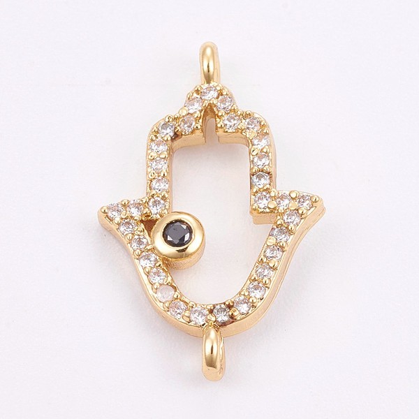 PandaHall Brass Micro Pave Cubic Zirconia Links, Long-Lasting Plated, Hamsa Hand/Hand of Fatima/Hand of Miriam, Golden, 19.5x12.5x2mm, Hole..., Clear
PandaHall Brass Micro Pave Cubic Zirconia Links, Long-Lasting Plated, Hamsa Hand/Hand of Fatima/Hand of Miriam, Golden, 19.5x12.5x2mm, Hole..., Clear