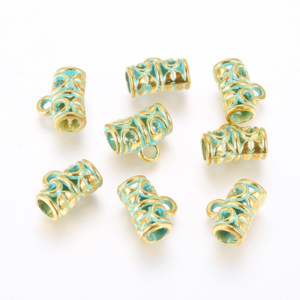 PandaHall Alloy Tube Bails, Loop Bails, Bail Beads, Tube, Golden & Green Patina, 12x9x6mm, Hole: 1mm, Inner Diameter: 4mm Alloy Tube
PandaHall Alloy Tube Bails, Loop Bails, Bail Beads, Tube, Golden & Green Patina, 12x9x6mm, Hole: 1mm, Inner Diameter: 4mm Alloy Tube