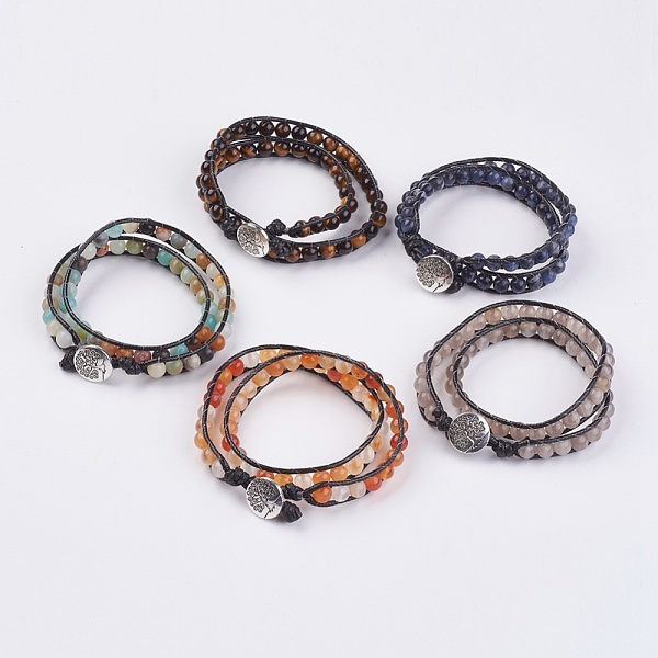 PandaHall Natural Gemstone Wrap Bracelet, with Tibetan Style Clasps, Tree of Life, Two Loops, 15-1/8 inch(38.5cm) Mixed Stone
PandaHall Natural Gemstone Wrap Bracelet, with Tibetan Style Clasps, Tree of Life, Two Loops, 15-1/8 inch(38.5cm) Mixed Stone