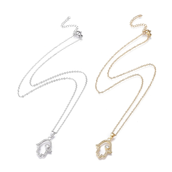 PandaHall Brass Micro Pave Clear Cubic Zirconia Pendant Necklaces, with 304 Stainless Steel Cable Chains, Hamsa Hand/Hand of Miriam, Mixed...
PandaHall Brass Micro Pave Clear Cubic Zirconia Pendant Necklaces, with 304 Stainless Steel Cable Chains, Hamsa Hand/Hand of Miriam, Mixed...