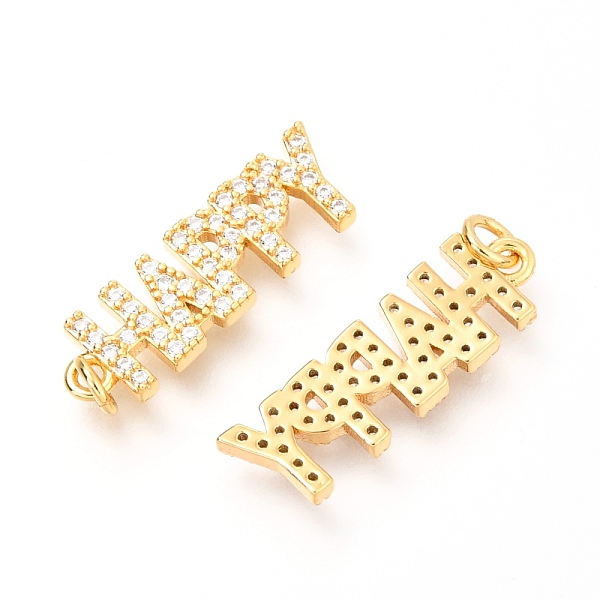 PandaHall Brass Micro Pave Clear Cubic Zirconia Pendants, with Jump Rings, Word Happy, Real 18K Gold Plated, 21x6.9x2mm, Hole: 2.4mm...
PandaHall Brass Micro Pave Clear Cubic Zirconia Pendants, with Jump Rings, Word Happy, Real 18K Gold Plated, 21x6.9x2mm, Hole: 2.4mm...