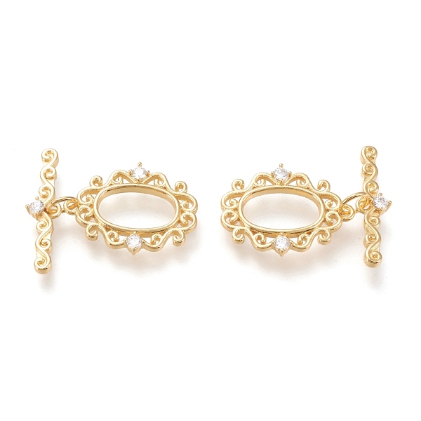 PandaHall Brass Micro Pave Clear Cubic Zirconia Toggle Clasps, Long-Lasting Plated, Oval & Bar, Real 18K Gold Plated, Oval: 20x15x2mm, Hole...
PandaHall Brass Micro Pave Clear Cubic Zirconia Toggle Clasps, Long-Lasting Plated, Oval & Bar, Real 18K Gold Plated, Oval: 20x15x2mm, Hole...