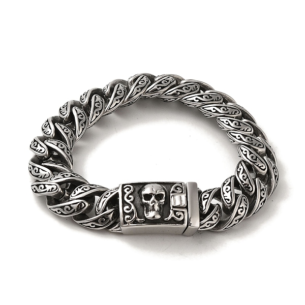 PandaHall 304 Stainless Steel Skull Cuban Link Chain Bracelets for Women Men, Antique Silver, 9-1/4 inch(23.5cm) 304 Stainless Steel
PandaHall 304 Stainless Steel Skull Cuban Link Chain Bracelets for Women Men, Antique Silver, 9-1/4 inch(23.5cm) 304 Stainless Steel