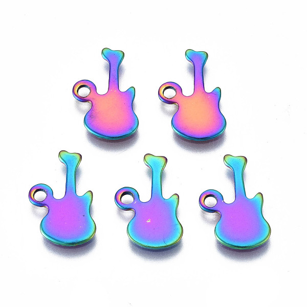 PandaHall Ion Plating(IP) 201 Stainless Steel Charms, Cadmium Free & Nickel Free & Lead Free, Guitar, Rainbow Color, 15x10x1mm, Hole: 1.6mm...
PandaHall Ion Plating(IP) 201 Stainless Steel Charms, Cadmium Free & Nickel Free & Lead Free, Guitar, Rainbow Color, 15x10x1mm, Hole: 1.6mm...