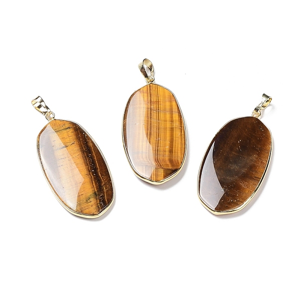 PandaHall Natural Tiger Eye Pendants, with Rack Plating Light Gold Tone Brass Findings, Cadmium Free & Lead Free, Oval Charms, 48x22x4.5mm...
PandaHall Natural Tiger Eye Pendants, with Rack Plating Light Gold Tone Brass Findings, Cadmium Free & Lead Free, Oval Charms, 48x22x4.5mm...