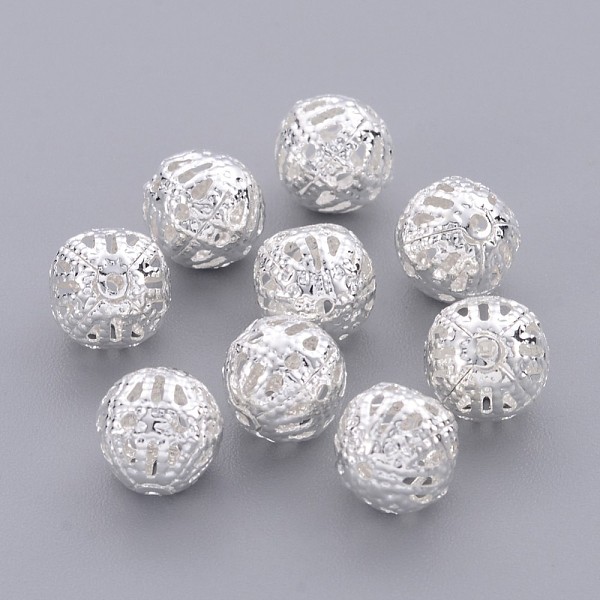 PandaHall Brass Filigree Beads, Filigree Ball, Round, Silver Color Plated, 8mm in diameter, hole: about 0.8mm Brass Round
PandaHall Brass Filigree Beads, Filigree Ball, Round, Silver Color Plated, 8mm in diameter, hole: about 0.8mm Brass Round