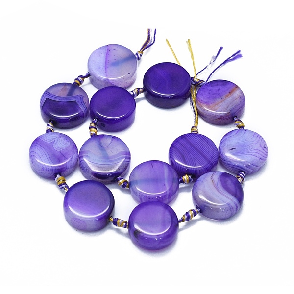 PandaHall Natural Banded Agate/Striped Agate Beads Strands, Dyed & Heated, Flat Round, Mauve, 22~26.5x5~10mm, Hole: 2~2.5mm, about..., Purple
PandaHall Natural Banded Agate/Striped Agate Beads Strands, Dyed & Heated, Flat Round, Mauve, 22~26.5x5~10mm, Hole: 2~2.5mm, about..., Purple