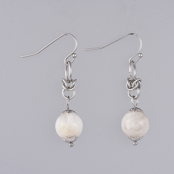 PandaHall Natural White Moonstone Dangle Earrings, with 304 Stainless Steel Flower Bead Caps and 316 Surgical Stainless Steel Earring Hooks...
PandaHall Natural White Moonstone Dangle Earrings, with 304 Stainless Steel Flower Bead Caps and 316 Surgical Stainless Steel Earring Hooks...