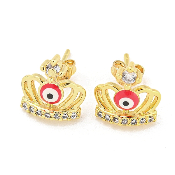 PandaHall Crown with Evil Eye Real 18K Gold Plated Brass Stud Earrings, with Enamel and Clear Cubic Zirconia, Red, 12x11mm Cubic Zirconia...
PandaHall Crown with Evil Eye Real 18K Gold Plated Brass Stud Earrings, with Enamel and Clear Cubic Zirconia, Red, 12x11mm Cubic Zirconia...