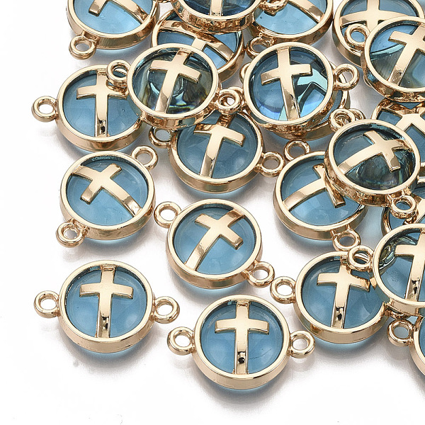 PandaHall Glass Links connectors, with Light Gold Plated Alloy Findings, Flat Round with Cross, Light Sky Blue, 13.5x19.5x5.5mm, Hole: 1.6mm...
PandaHall Glass Links connectors, with Light Gold Plated Alloy Findings, Flat Round with Cross, Light Sky Blue, 13.5x19.5x5.5mm, Hole: 1.6mm...