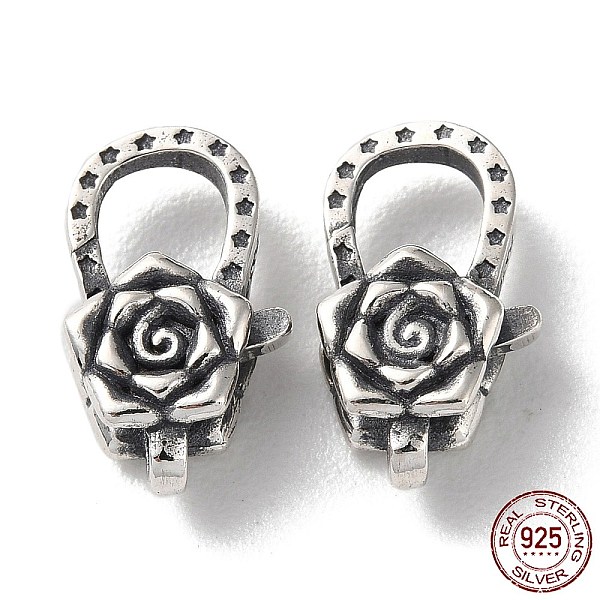 PandaHall 925 Thailand Sterling Silver Lobster Claw Clasps, Rose Flower, with 925 Stamp, Antique Silver, 15x8.5x5mm, Hole: 1.2mm Sterling...
PandaHall 925 Thailand Sterling Silver Lobster Claw Clasps, Rose Flower, with 925 Stamp, Antique Silver, 15x8.5x5mm, Hole: 1.2mm Sterling...