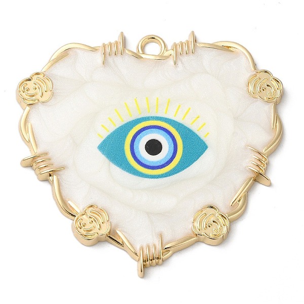 PandaHall Zinc Alloy Enamel Pendants, Golden, Heart with Evil Eye & Rose Charm, Dark Turquoise, 46.5x48.5x3mm, Hole: 3mm Alloy+Enamel Heart..., White
PandaHall Zinc Alloy Enamel Pendants, Golden, Heart with Evil Eye & Rose Charm, Dark Turquoise, 46.5x48.5x3mm, Hole: 3mm Alloy+Enamel Heart..., White