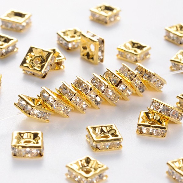 PandaHall Brass Rhinestone Spacer Beads, Grade A, Golden Metal Color, Square, Crystal, 6x6x3mm, Hole: 1mm Brass+Rhinestone Square Clear
PandaHall Brass Rhinestone Spacer Beads, Grade A, Golden Metal Color, Square, Crystal, 6x6x3mm, Hole: 1mm Brass+Rhinestone Square Clear