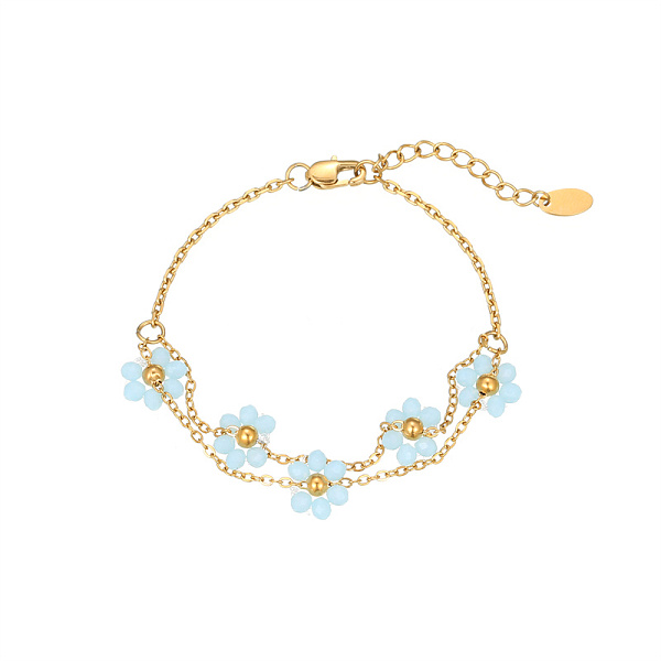 PandaHall Stainless Steel Multi-strand Cable Chain Bracelets, Light Blue Summer Flower Link Bracelets for Women, Real 18k Gold Plated...
PandaHall Stainless Steel Multi-strand Cable Chain Bracelets, Light Blue Summer Flower Link Bracelets for Women, Real 18k Gold Plated...