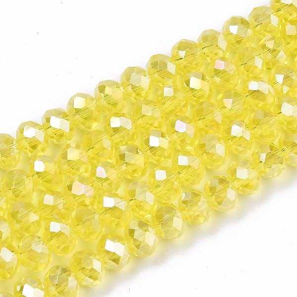 PandaHall Electroplate Glass Beads Strands, AB Color Plated, Faceted, Rondelle, Champagne Yellow, 8x6mm, Hole: 1mm, about 63~65pcs/strand...
PandaHall Electroplate Glass Beads Strands, AB Color Plated, Faceted, Rondelle, Champagne Yellow, 8x6mm, Hole: 1mm, about 63~65pcs/strand...