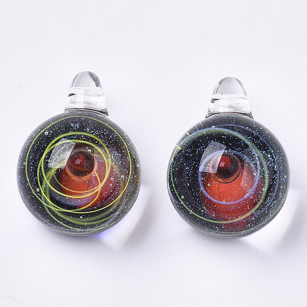 PandaHall Handmade Lampwork Pendants, Bead in Bead Pendants, Round with Starry Sky, Yellow, 28.5~30x20~21x19~20mm, Hole: 3~4mm Lampwork...
PandaHall Handmade Lampwork Pendants, Bead in Bead Pendants, Round with Starry Sky, Yellow, 28.5~30x20~21x19~20mm, Hole: 3~4mm Lampwork...