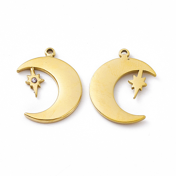PandaHall Vacuum Plating 201 Stainless Steel Pendants, with Rhinestone, Real 18K Gold Plated, Moon & Star Charms, Crystal, 18x14.5x1.2mm..., Clear
PandaHall Vacuum Plating 201 Stainless Steel Pendants, with Rhinestone, Real 18K Gold Plated, Moon & Star Charms, Crystal, 18x14.5x1.2mm..., Clear