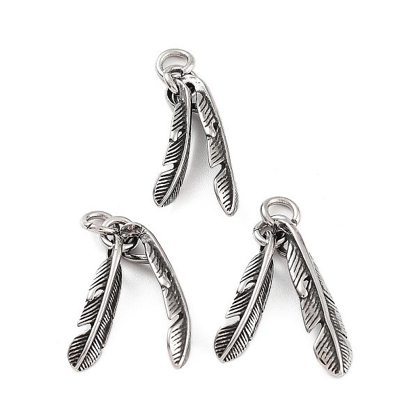 PandaHall 316 Surgical Stainless Steel Pendants, with Jump Rings, Feather Charm, Antique Silver, 21x5x2mm, Hole: 3mm 316 Surgical Stainless...
PandaHall 316 Surgical Stainless Steel Pendants, with Jump Rings, Feather Charm, Antique Silver, 21x5x2mm, Hole: 3mm 316 Surgical Stainless...