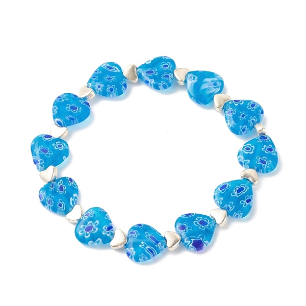PandaHall Handmade Millefiori Lampwork & Alloy Heart Beaded Stretch Bracelet, Flower Bracelet for Women, Deep Sky Blue, Inner Diameter...
PandaHall Handmade Millefiori Lampwork & Alloy Heart Beaded Stretch Bracelet, Flower Bracelet for Women, Deep Sky Blue, Inner Diameter...