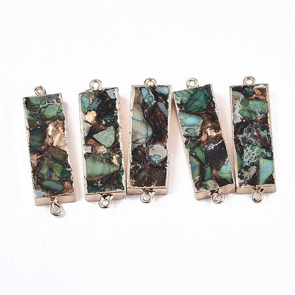 PandaHall Assembled Synthetic Regalite/Imperial Jasper/Sea Sediment Jasper and Bronzite Links, Edge Light Gold Plated, with Iron Loop..., Green
PandaHall Assembled Synthetic Regalite/Imperial Jasper/Sea Sediment Jasper and Bronzite Links, Edge Light Gold Plated, with Iron Loop..., Green