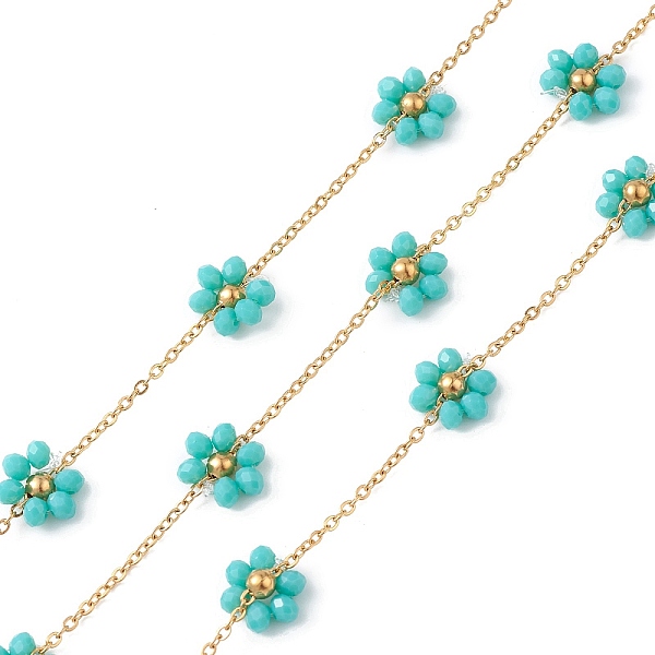 PandaHall Flower Glass Beaded Chains, Unwelded, with 304 Stainless Steel Link Chains, Golden, Dark Turquoise, 2~9.5x1.5~10.5x0.3~3.5mm 304...
PandaHall Flower Glass Beaded Chains, Unwelded, with 304 Stainless Steel Link Chains, Golden, Dark Turquoise, 2~9.5x1.5~10.5x0.3~3.5mm 304...
