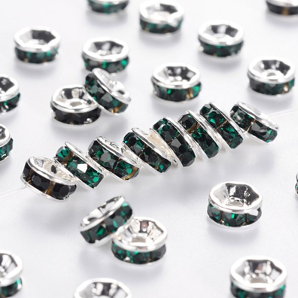 PandaHall Brass Grade A Rhinestone Spacer Beads, Silver Color Plated, Nickel Free, Emerald, 6x3mm, Hole: 1mm Brass+Rhinestone Rondelle Green
PandaHall Brass Grade A Rhinestone Spacer Beads, Silver Color Plated, Nickel Free, Emerald, 6x3mm, Hole: 1mm Brass+Rhinestone Rondelle Green
