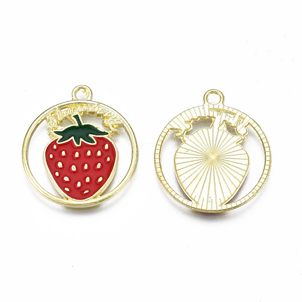 PandaHall Alloy Enamel Pendants, Cadmium Free & Nickel Free & Lead Free, Light Gold, Ring with Word and Strawberry, Red, 24.5x22x1.5mm, Hole...
PandaHall Alloy Enamel Pendants, Cadmium Free & Nickel Free & Lead Free, Light Gold, Ring with Word and Strawberry, Red, 24.5x22x1.5mm, Hole...