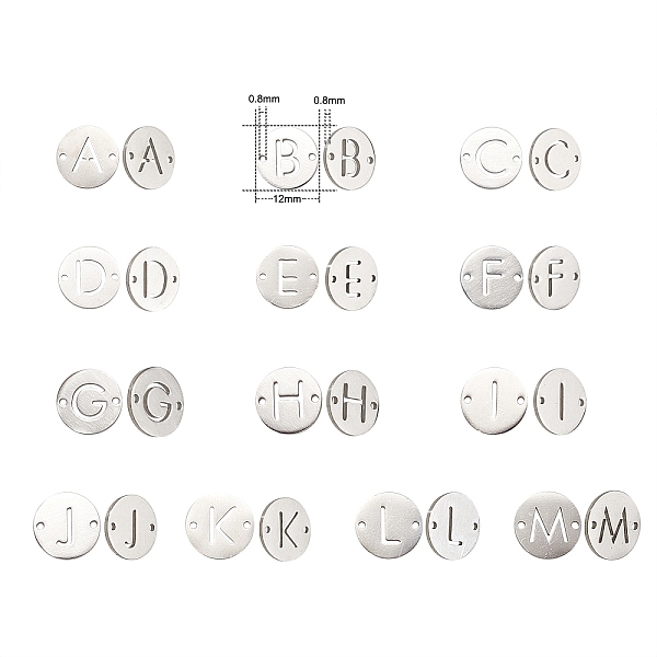 PandaHall Titanium Steel Links connectors, Flat Round with Alphabet, Letter A~Z, 12x0.8mm, Hole: 0.8mm, 26pcs/set Titanium Steel Letter A~Z
PandaHall Titanium Steel Links connectors, Flat Round with Alphabet, Letter A~Z, 12x0.8mm, Hole: 0.8mm, 26pcs/set Titanium Steel Letter A~Z