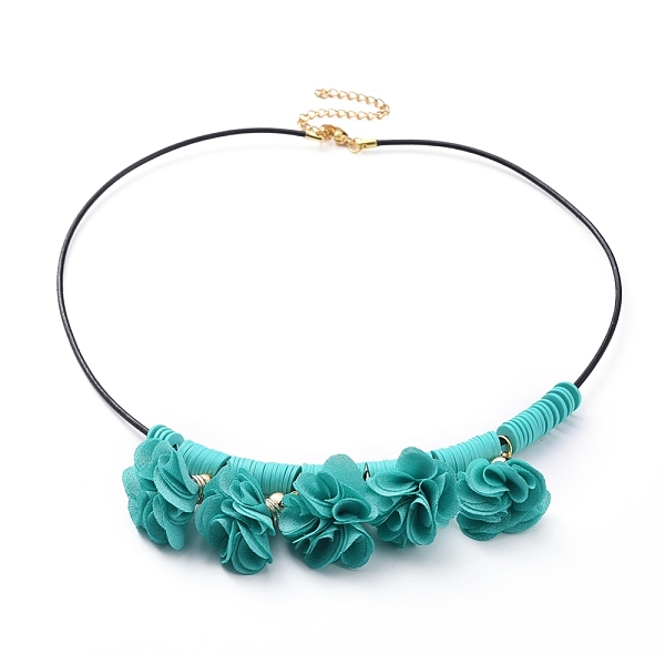 PandaHall Cowhide Leather Cord Bib Necklaces, with Polymer Clay Heishi Beads, Acrylic Cloth Pendant, 304 Stainless Steel Twisted Extender..., Cyan
PandaHall Cowhide Leather Cord Bib Necklaces, with Polymer Clay Heishi Beads, Acrylic Cloth Pendant, 304 Stainless Steel Twisted Extender..., Cyan