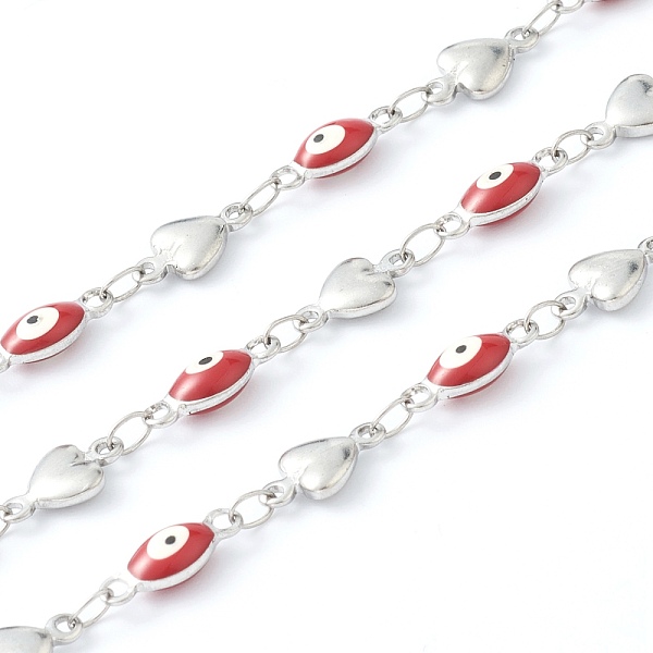 PandaHall 304 Stainless Steel Enamel Link Chains, Evil Eye & Heart Link, Unwelded, with Spool, Stainless Steel Color, Red, Evil Eye...
PandaHall 304 Stainless Steel Enamel Link Chains, Evil Eye & Heart Link, Unwelded, with Spool, Stainless Steel Color, Red, Evil Eye...