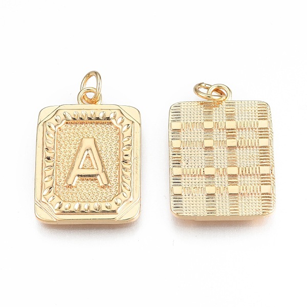 PandaHall Brass Pendants, with Jump Rings, Cadmium Free & Nickel Free & Lead Free, Rectangle with Letter, Real 18K Gold Plated, Letter.A...
PandaHall Brass Pendants, with Jump Rings, Cadmium Free & Nickel Free & Lead Free, Rectangle with Letter, Real 18K Gold Plated, Letter.A...