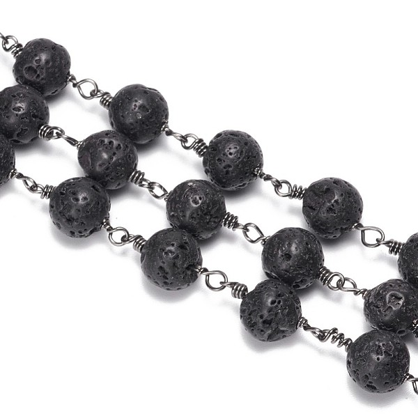 PandaHall 3.28 Feet Handmade Natural Lava Rock Beaded Chains, Unwelded, with Brass Findings, Round, Gunmetal, 6mm Lava Rock Black
PandaHall 3.28 Feet Handmade Natural Lava Rock Beaded Chains, Unwelded, with Brass Findings, Round, Gunmetal, 6mm Lava Rock Black