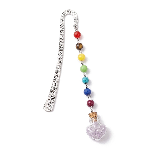 PandaHall 7 Chakra Gemstone Bead & Natural Amethyst Glass Heart Wishing Bottle Pendant Bookmarks, Alloy Hook Bookmarks, 153mm Amethyst Heart
PandaHall 7 Chakra Gemstone Bead & Natural Amethyst Glass Heart Wishing Bottle Pendant Bookmarks, Alloy Hook Bookmarks, 153mm Amethyst Heart