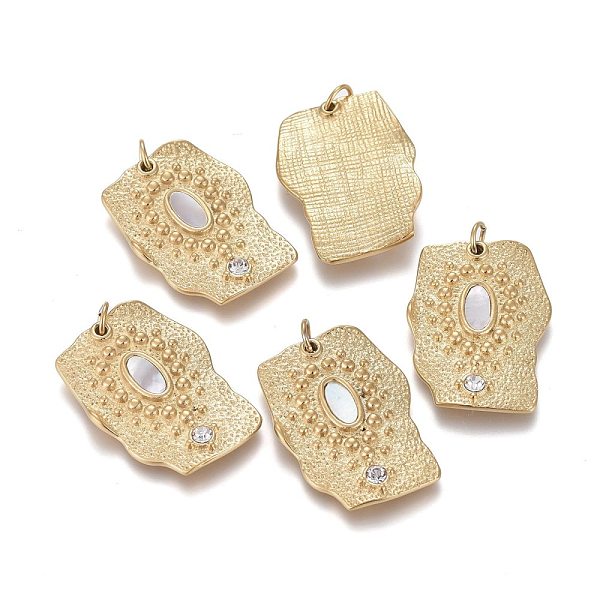 PandaHall 316 Surgical Stainless Steel Pendants, with Jump Rings & Shell & Crystal Rhinestone, Rectangle, Golden, 25x18x2.5mm, Hole: 3.6mm..., Clear
PandaHall 316 Surgical Stainless Steel Pendants, with Jump Rings & Shell & Crystal Rhinestone, Rectangle, Golden, 25x18x2.5mm, Hole: 3.6mm..., Clear