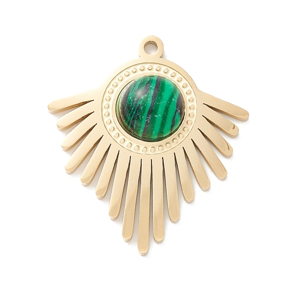 PandaHall Ion Plating(IP) 304 Stainless Steel Pendants with Synthetic Malachite, Fan, Golden, 27x24.5x5.5mm, Hole: 1.4mm 304 Stainless Steel...
PandaHall Ion Plating(IP) 304 Stainless Steel Pendants with Synthetic Malachite, Fan, Golden, 27x24.5x5.5mm, Hole: 1.4mm 304 Stainless Steel...