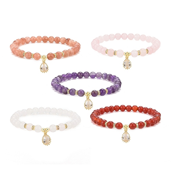 PandaHall Gemstone Bead Stretch Bracelets, Teardrop Brass Micro Pave Cubic Zirconia Charm Bracelets for Women, Inner Diameter: 2-1/8~2-1/4...
PandaHall Gemstone Bead Stretch Bracelets, Teardrop Brass Micro Pave Cubic Zirconia Charm Bracelets for Women, Inner Diameter: 2-1/8~2-1/4...