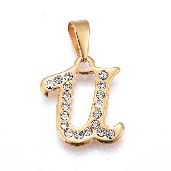 PandaHall 304 Stainless Steel Pendants, with Rhinestone, Letter, Letter.U, 20x17x2mm, Hole: 3~3.5x7.5~8mm Stainless Steel+Rhinestone Letter..., Clear
PandaHall 304 Stainless Steel Pendants, with Rhinestone, Letter, Letter.U, 20x17x2mm, Hole: 3~3.5x7.5~8mm Stainless Steel+Rhinestone Letter..., Clear