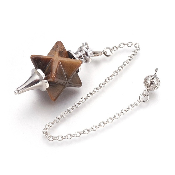 PandaHall Natural Tiger Eye Dowsing Pendulums, with Platinum Tone Brass Findings, Merkaba Star, 235mm, Hole: 2mm Tiger Eye Merkaba Star..., Brown
PandaHall Natural Tiger Eye Dowsing Pendulums, with Platinum Tone Brass Findings, Merkaba Star, 235mm, Hole: 2mm Tiger Eye Merkaba Star..., Brown