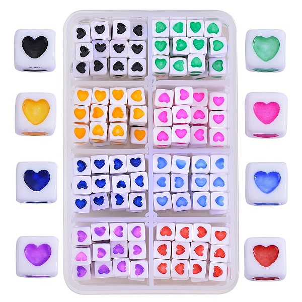 PandaHall 280Pcs 8 Colors Opaque White Acrylic European Beads, Large Hole Cube Beads, with Heart Pattern, Mixed Color, 7x7x7mm, Hole: 4mm..., Multicolor
PandaHall 280Pcs 8 Colors Opaque White Acrylic European Beads, Large Hole Cube Beads, with Heart Pattern, Mixed Color, 7x7x7mm, Hole: 4mm..., Multicolor