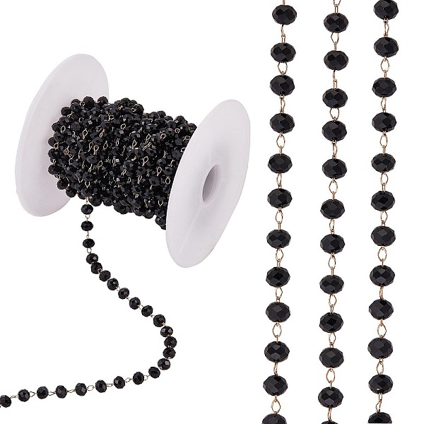PandaHall Glass Faceted Rondelle Beaded Chain, Golde Plated Brass Cable Chains, Soldered, with Spool, for Jewelry Making, Black, 4mm, about...
PandaHall Glass Faceted Rondelle Beaded Chain, Golde Plated Brass Cable Chains, Soldered, with Spool, for Jewelry Making, Black, 4mm, about...