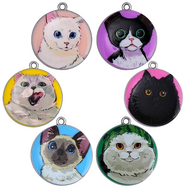 PandaHall 18Pcs 6 Style Printed Alloy Pendants, Platinum, Flat Round with Cat Charm, Mixed Color, 28x25x3mm, Hole: 1.8mm, 3pcs/style Alloy..., Multicolor
PandaHall 18Pcs 6 Style Printed Alloy Pendants, Platinum, Flat Round with Cat Charm, Mixed Color, 28x25x3mm, Hole: 1.8mm, 3pcs/style Alloy..., Multicolor