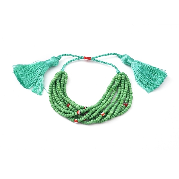 PandaHall Adjustable Glass Seed Beads Braided Bead Bracelets, Multi-strand Bracelets, with Tassel Pendants, Evil Eye, Medium Sea Green...
PandaHall Adjustable Glass Seed Beads Braided Bead Bracelets, Multi-strand Bracelets, with Tassel Pendants, Evil Eye, Medium Sea Green...