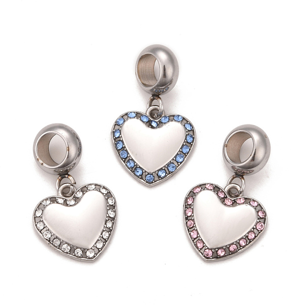 PandaHall 304 Stainless Steel Rhinestone European Dangle Charms, Large Hole Pendants, Stainless Steel Color, Heart, Mixed Color, 22.5mm..., Multicolor
PandaHall 304 Stainless Steel Rhinestone European Dangle Charms, Large Hole Pendants, Stainless Steel Color, Heart, Mixed Color, 22.5mm..., Multicolor