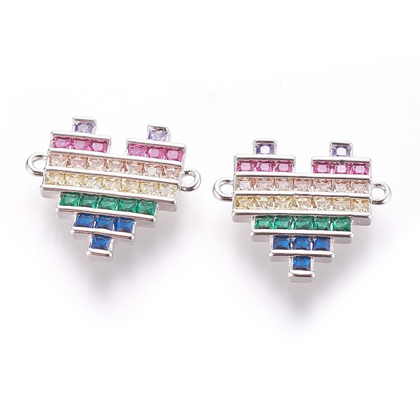 PandaHall Eco-Friendly Brass Micro Pave Cubic Zirconia Links, Lead Free & Cadmium Free & Nickel Free, Heart, Colorful, Platinum, 18x20x2.9mm...
PandaHall Eco-Friendly Brass Micro Pave Cubic Zirconia Links, Lead Free & Cadmium Free & Nickel Free, Heart, Colorful, Platinum, 18x20x2.9mm...