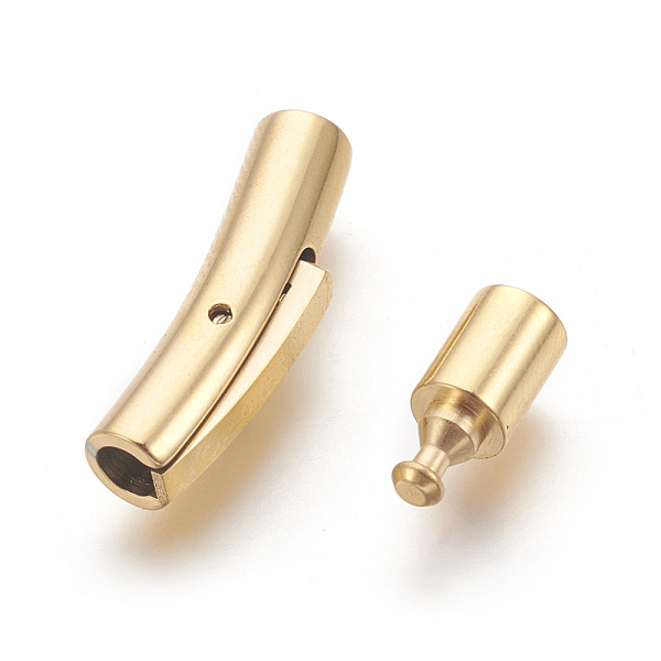 PandaHall 304 Stainless Steel Bayonet Clasps, Tube, Golden, 28x5mm, Hole: 3mm 304 Stainless Steel
PandaHall 304 Stainless Steel Bayonet Clasps, Tube, Golden, 28x5mm, Hole: 3mm 304 Stainless Steel