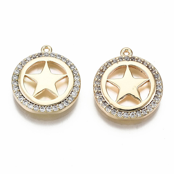 PandaHall Brass Micro Pave Clear Cubic Zirconia Pendants, Nickel Free, Flat Round with Star, Real 18K Gold Plated, 17.5x15x3mm, Hole: 0.9mm...
PandaHall Brass Micro Pave Clear Cubic Zirconia Pendants, Nickel Free, Flat Round with Star, Real 18K Gold Plated, 17.5x15x3mm, Hole: 0.9mm...