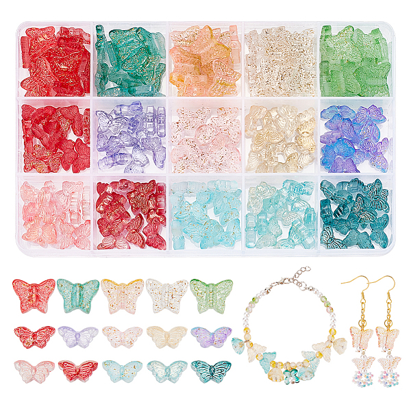 PandaHall 180Pcs 15 Style Transparent Spray Painted Glass Beads, with Golden Foil, Butterfly, Mixed Color, 8~12.5x15~15.5x4~5mm, Hole: 1mm..., Multicolor
PandaHall 180Pcs 15 Style Transparent Spray Painted Glass Beads, with Golden Foil, Butterfly, Mixed Color, 8~12.5x15~15.5x4~5mm, Hole: 1mm..., Multicolor